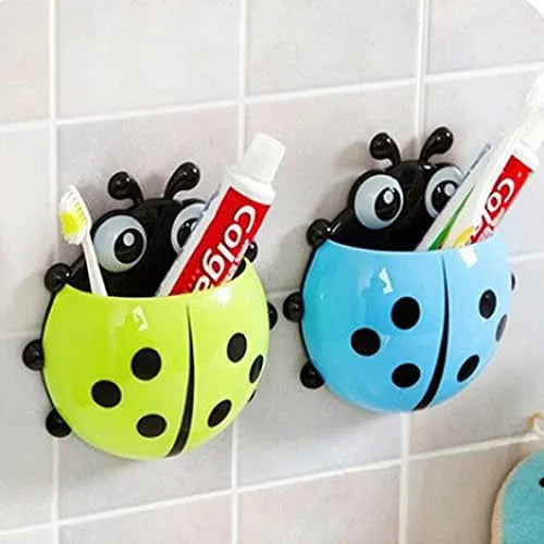 Wall Mounted Cute Colourful Ladybug Toothpaste Holder