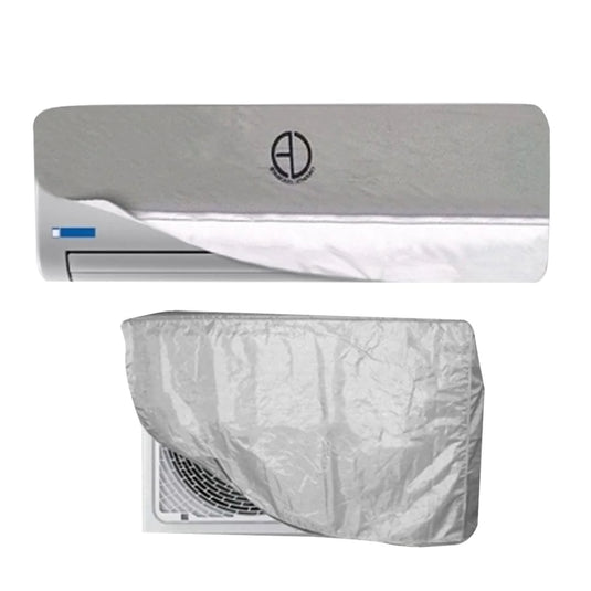 Pack of 2 Dust proof Ac Cover For Indoor & Outdoor Unit - 1.5 Ton -Parachute Silver 100% Water Proof