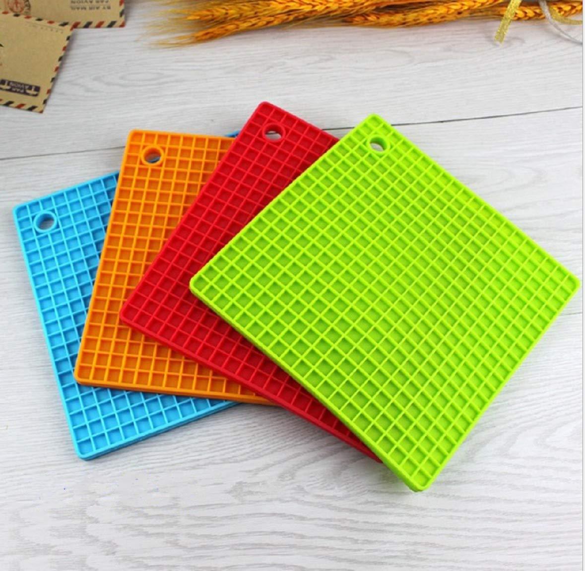 (Pack of 2) Flexible Honeycomb Silicone Round Pot Holder Non-slip Durable Heat Resistant Placemat Table Mat