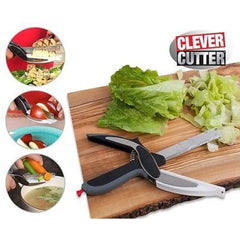 Stainless Steel Multi-Function Clever Scissors Cutter 2 in 1 Knife & Cutting Board Utility Cutter