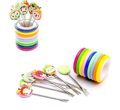 Cute Set of 8 Fruit Forks with Holder Stainless Steel Food Pick Forks for Kids Home (Mix Cartoon)