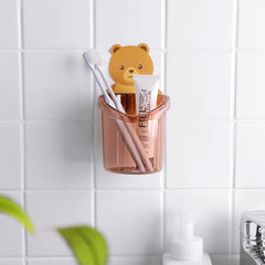 (Pack of 2) Toothbrush Holder Cute Bear Storage Rack Bathroom Accessories Set Toothpaste Holder