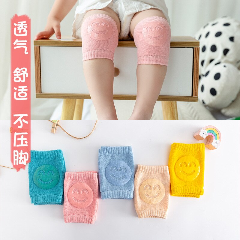 2 Pair ( 4PCS )Kids Non Slip Crawling Elbow Infants Toddlers Baby Accessories Smile Knee Pads Protector Safety Kneepad Leg Warmer