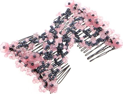 (Pack of 2) Magic Hair Clip Beads Stretchy Double Comb Hair Disk With Elastic